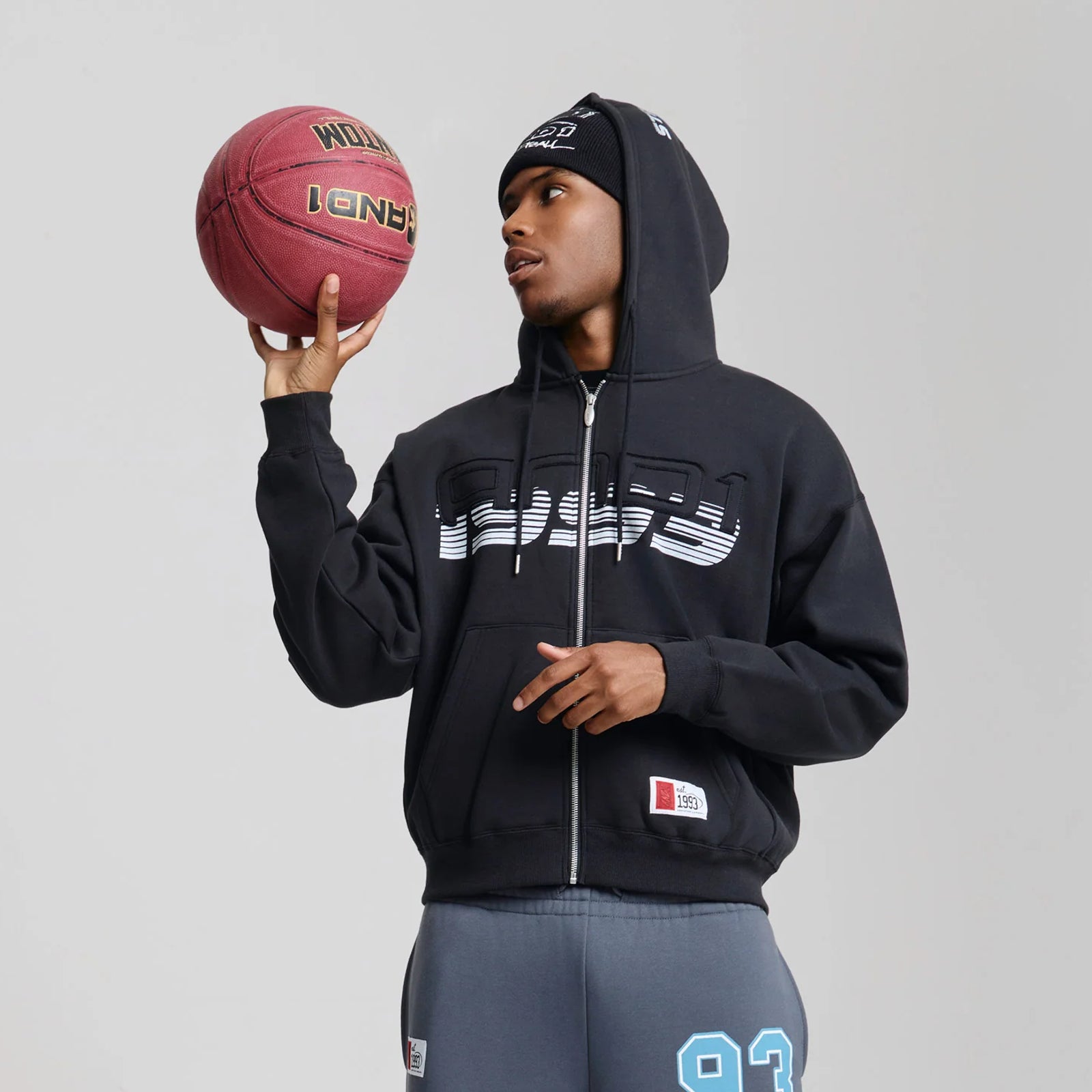 Like The Weather Self Applique Zip Thru Hoodie